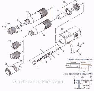 Page A Diagram and Parts List for CP711 T023305 Chicago Pneumatic Hammer